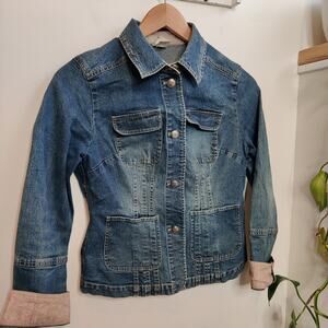 Garnet Hill Long Sleeve Blue Denim Jacket Size Small